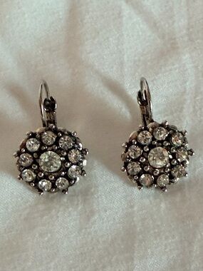 Silver-Tone Crystal Cluster Drop Earrings - Clear